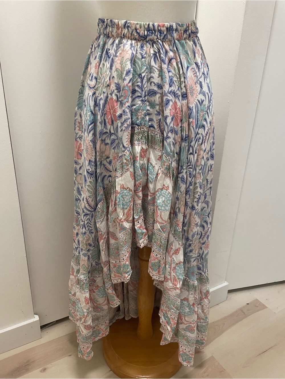 Miss June Paris Pastel Floral High-Low Maxi Skirt